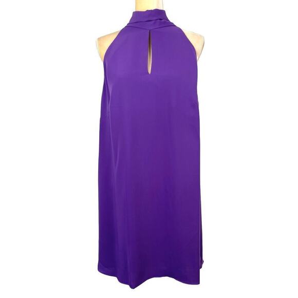 Mango Halter Neck Bow Dress Size 12 Purple Mini Cocktail Party Office Career - Picture 4 of 13